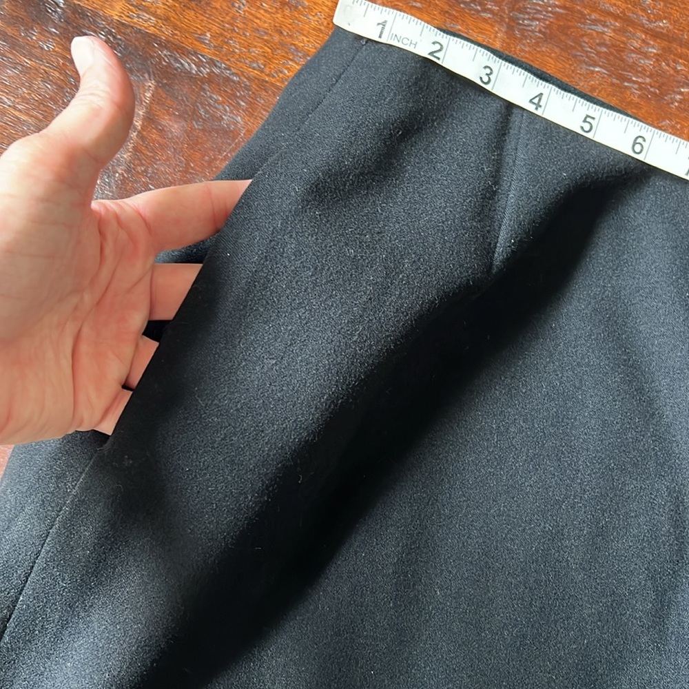 RALPH LAUREN 70s Wool Wrap Maxi Skirt Pleated Detail Asymmetrical Hem Black 10 - Picture 11 of 15